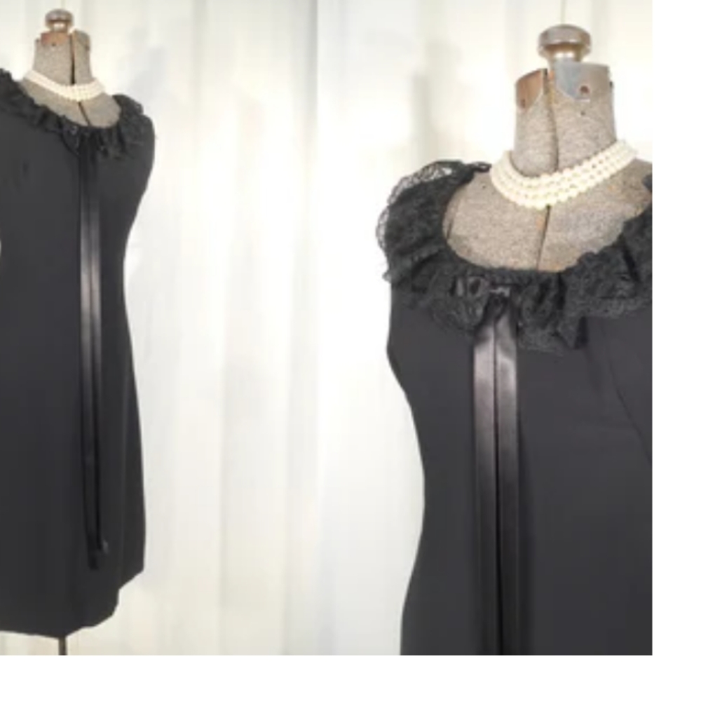 Vintage Black Dress pit/pit 17, Long 38, waist 14 flatmeasurements approximately